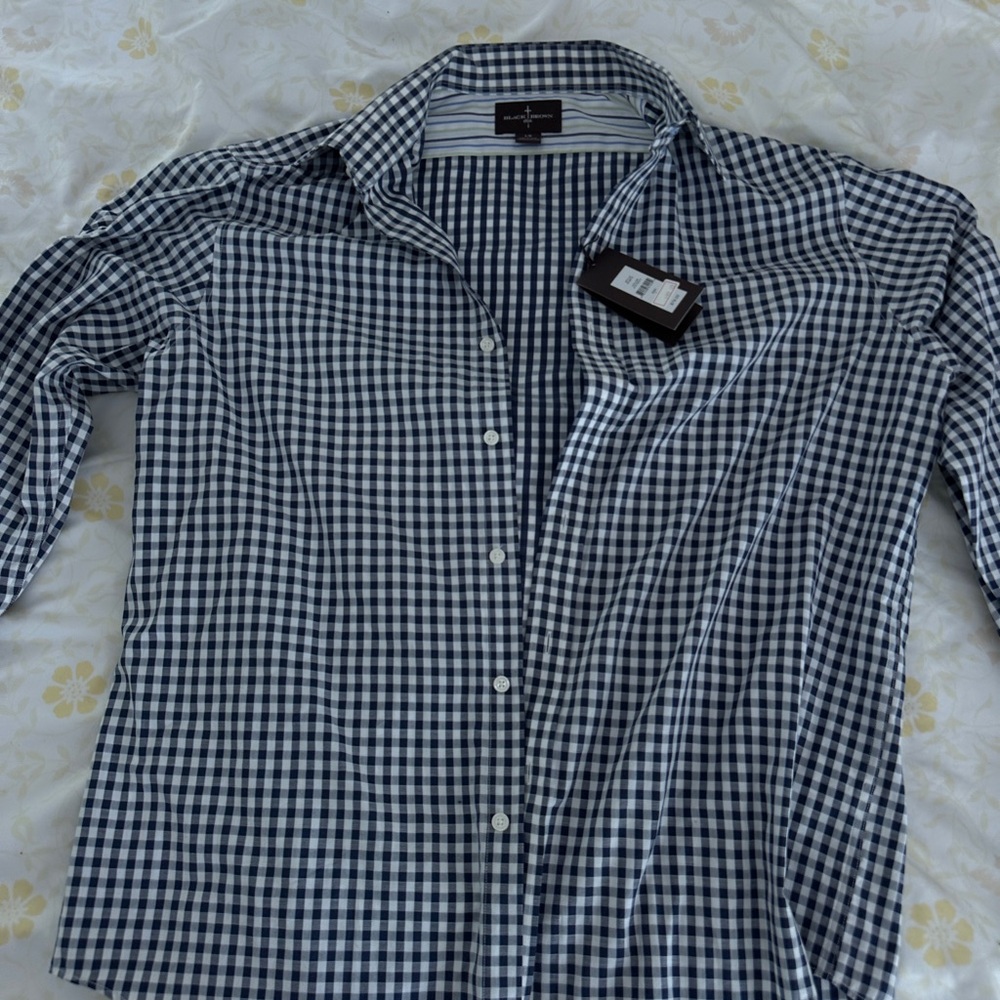 Black Brown 1826 Navy and White Checkered Shirt